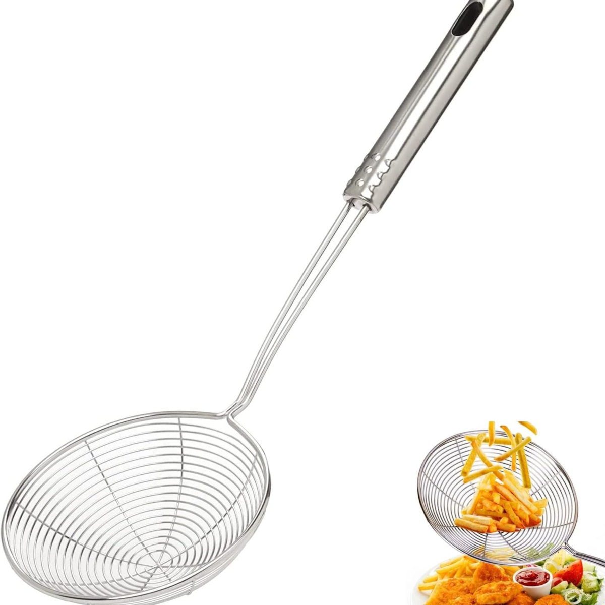 ŁYŻKA CEDZAKOWA SITKO DO PIEROGÓW SZUMÓWKA CHOCHLA DUŻY CEDZAK Z RĄCZKĄ