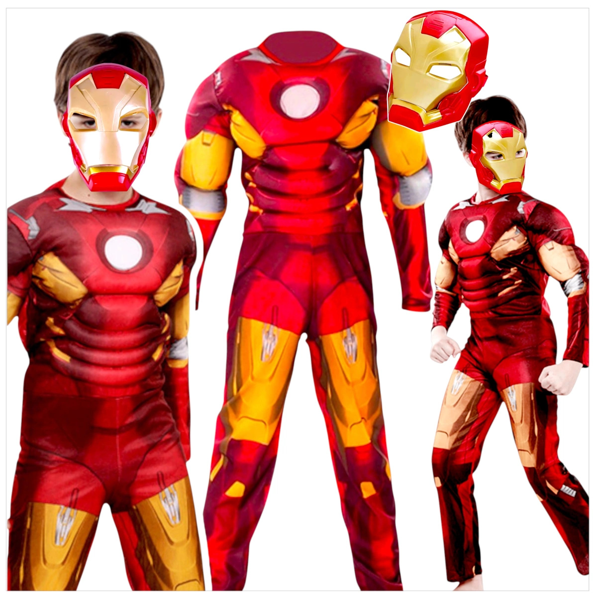 STRÓJ IRONMANA KOSTIUM IRON MAN GRUBY Z MIĘŚNIAMI rozmiar S
