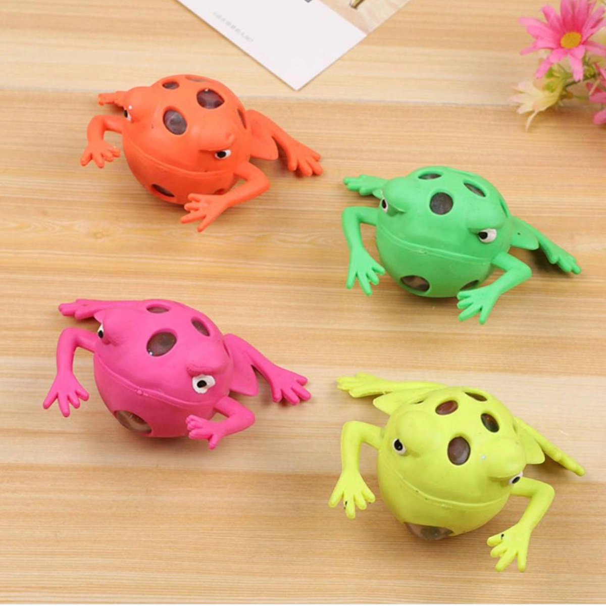 ZABAWKA ANTYSTRESOWA GNIOTEK ANTYSRESOWY ŻABA Z KULKAMI DLA DZIECI DOROSŁY