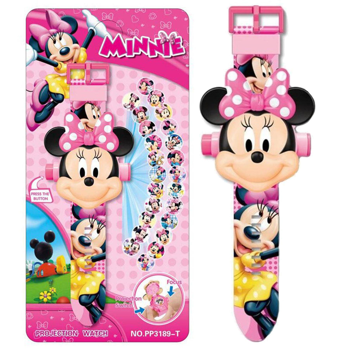 MYSZKA MINNIE Zegarek 3D z projektorem 