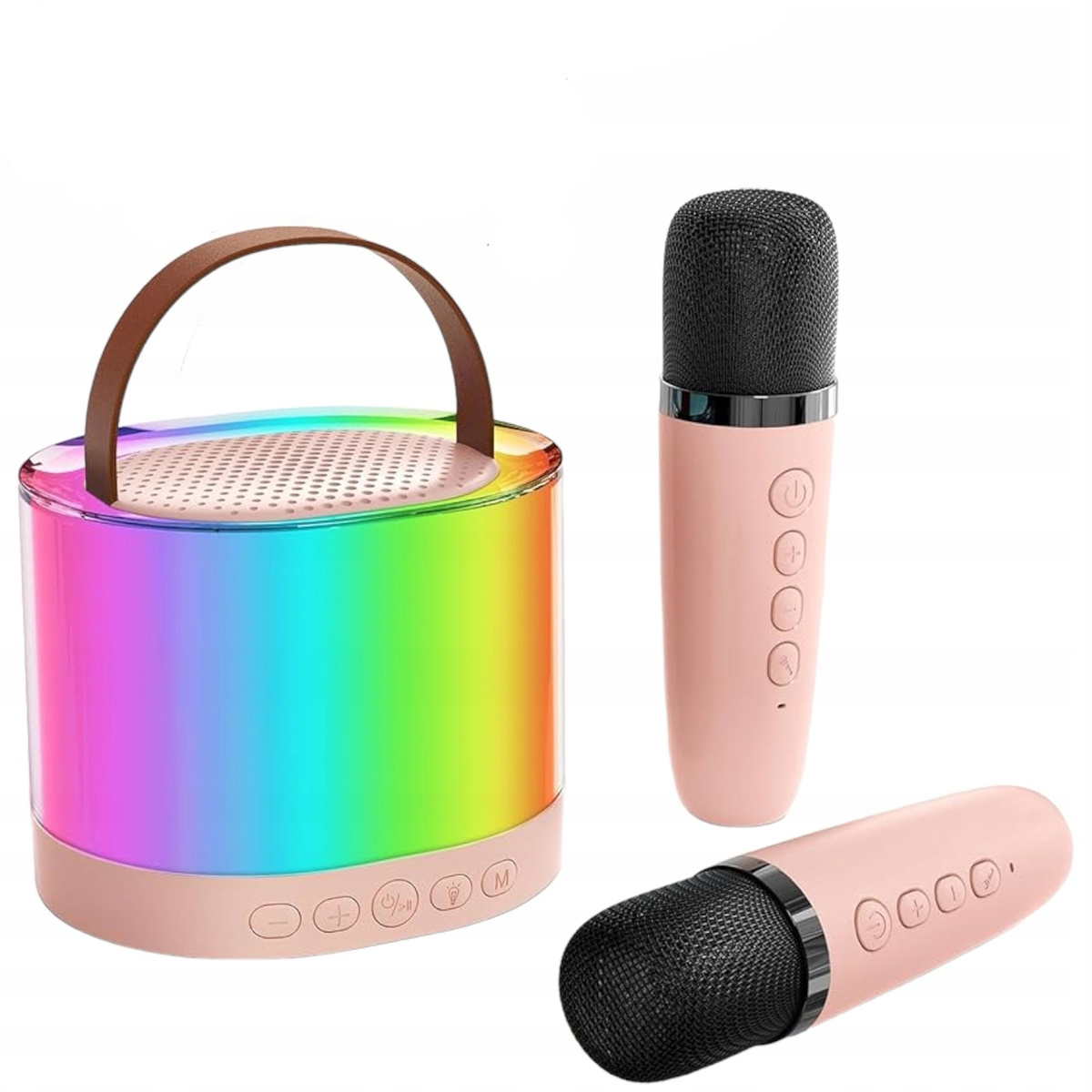 ZESTAW KARAOKE 2 MIKROFONY BEZPRZEWODOWY PRZENOŚNY GŁOŚNIK BLUETOOTH LED MEGA ZESTAW