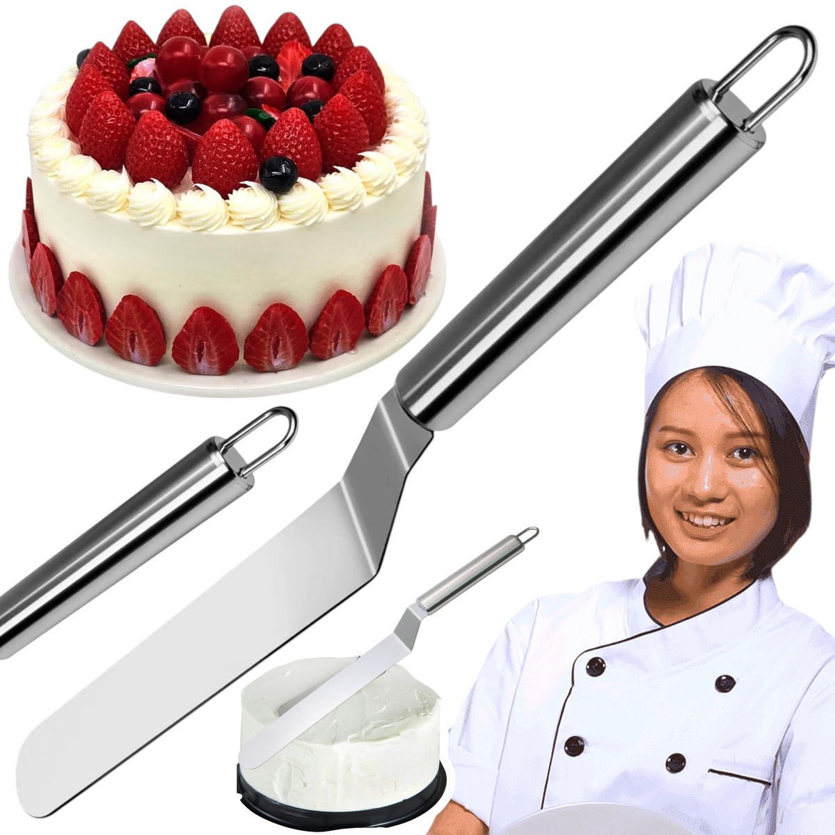 ŁOPATKA CUKIERNICZA DO KREMU SZPATUŁKA DO TORTU NÓŻ ZE STALI NIERDZEWNEJ 