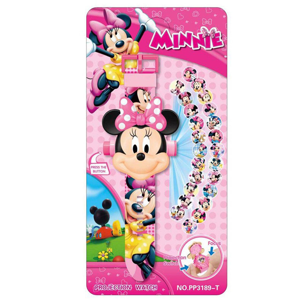 MYSZKA MINNIE Zegarek 3D z projektorem 