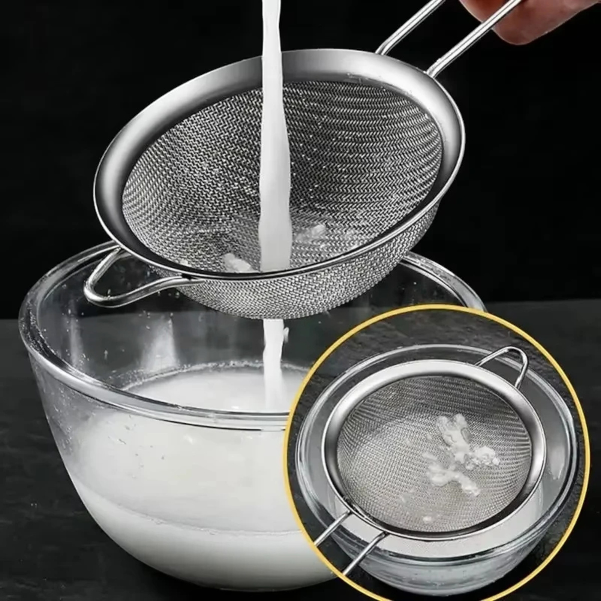 SITKO KUCHENNE METALOWE DO GOTOWANIA CEDZAK DURSZLAK Z RĄCZKĄ DUŻE 16 CM