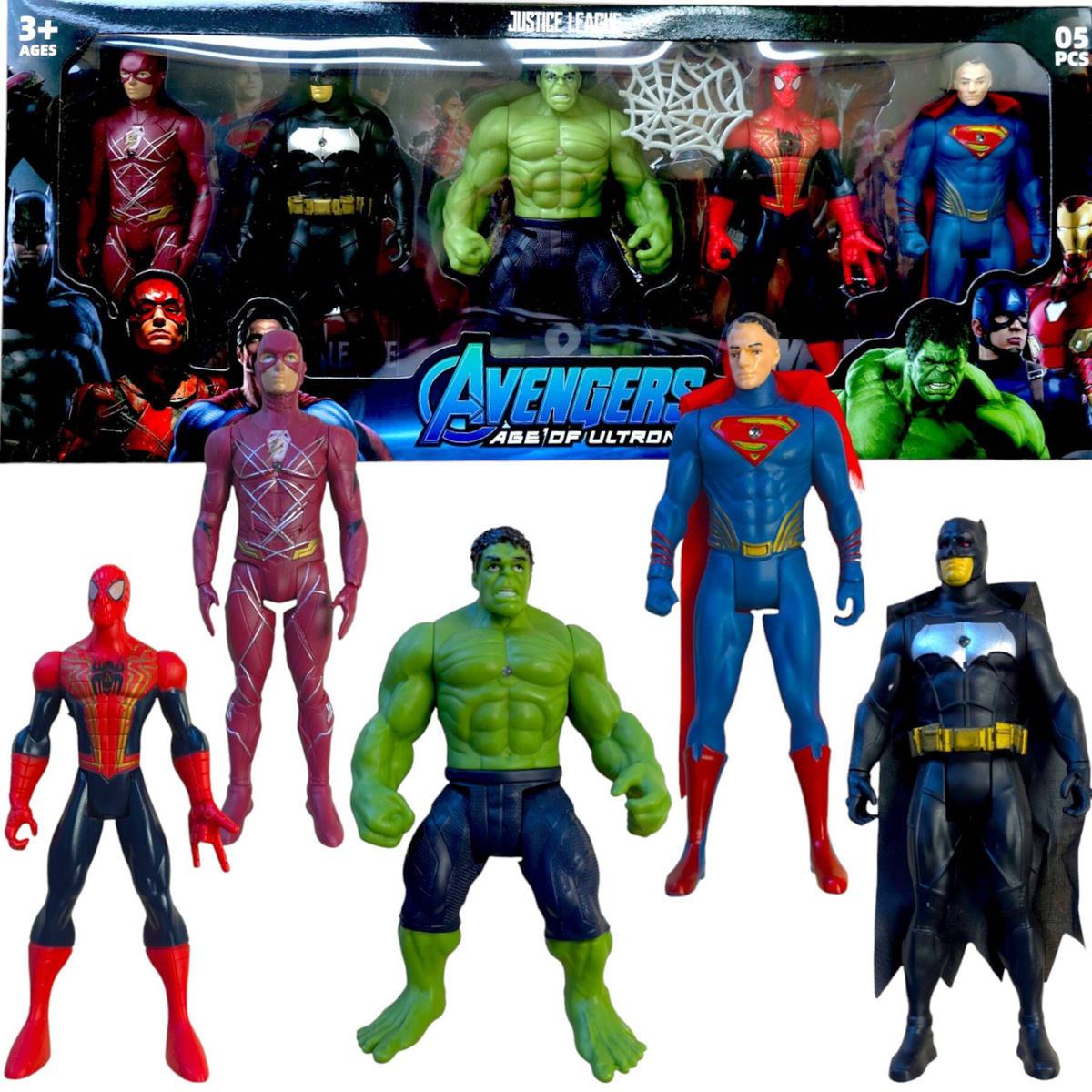 AVENGERS DUŻY ZESTAW 5w1 FIGURKA SPIDERMAN BATMAN HULK SUPERMAN FIGURKI 