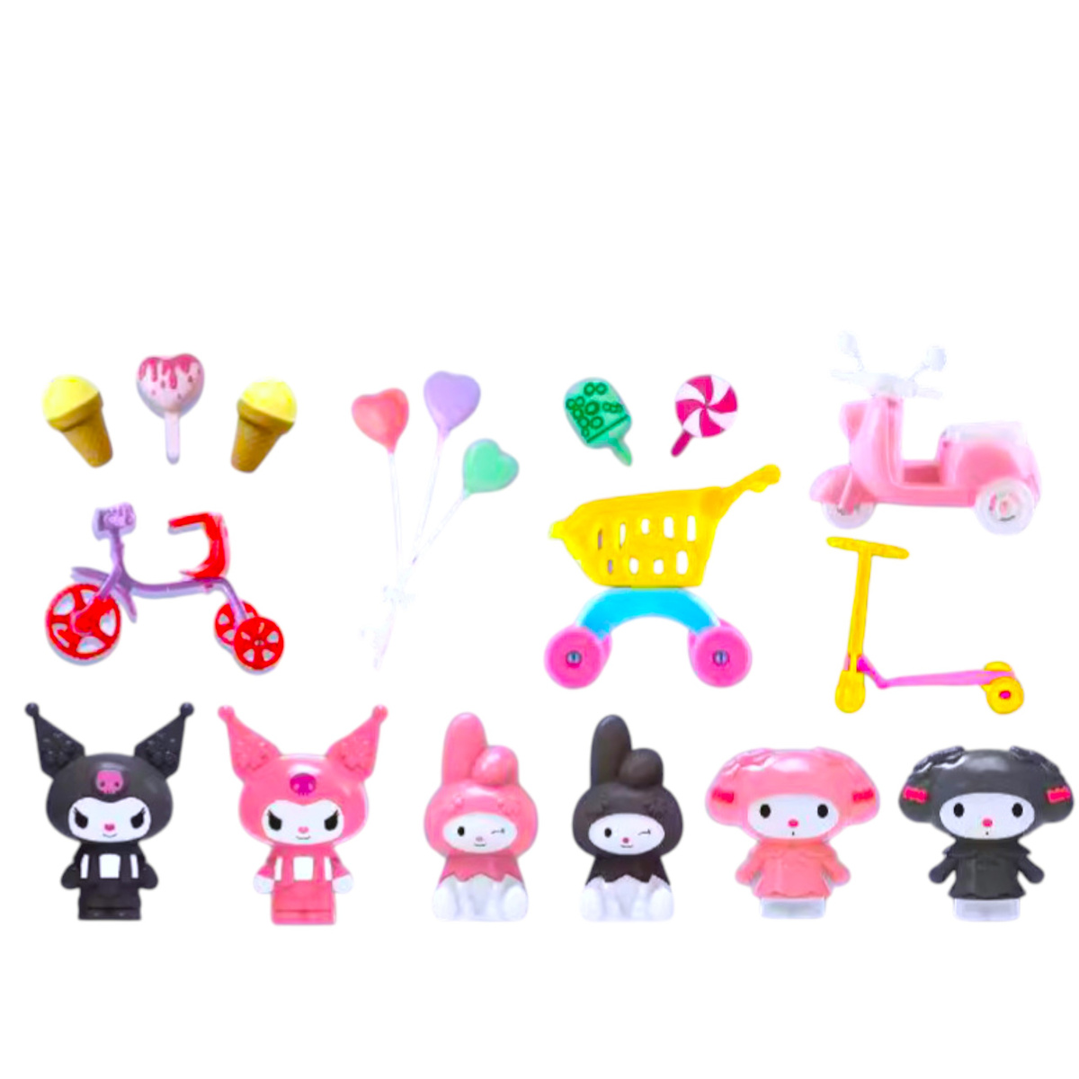 FIGURKI KUROMI DUŻY ZESTAW 6 FIGUREK WÓZEK HULAJNOGA ROWEREK MEGA PACK XXL