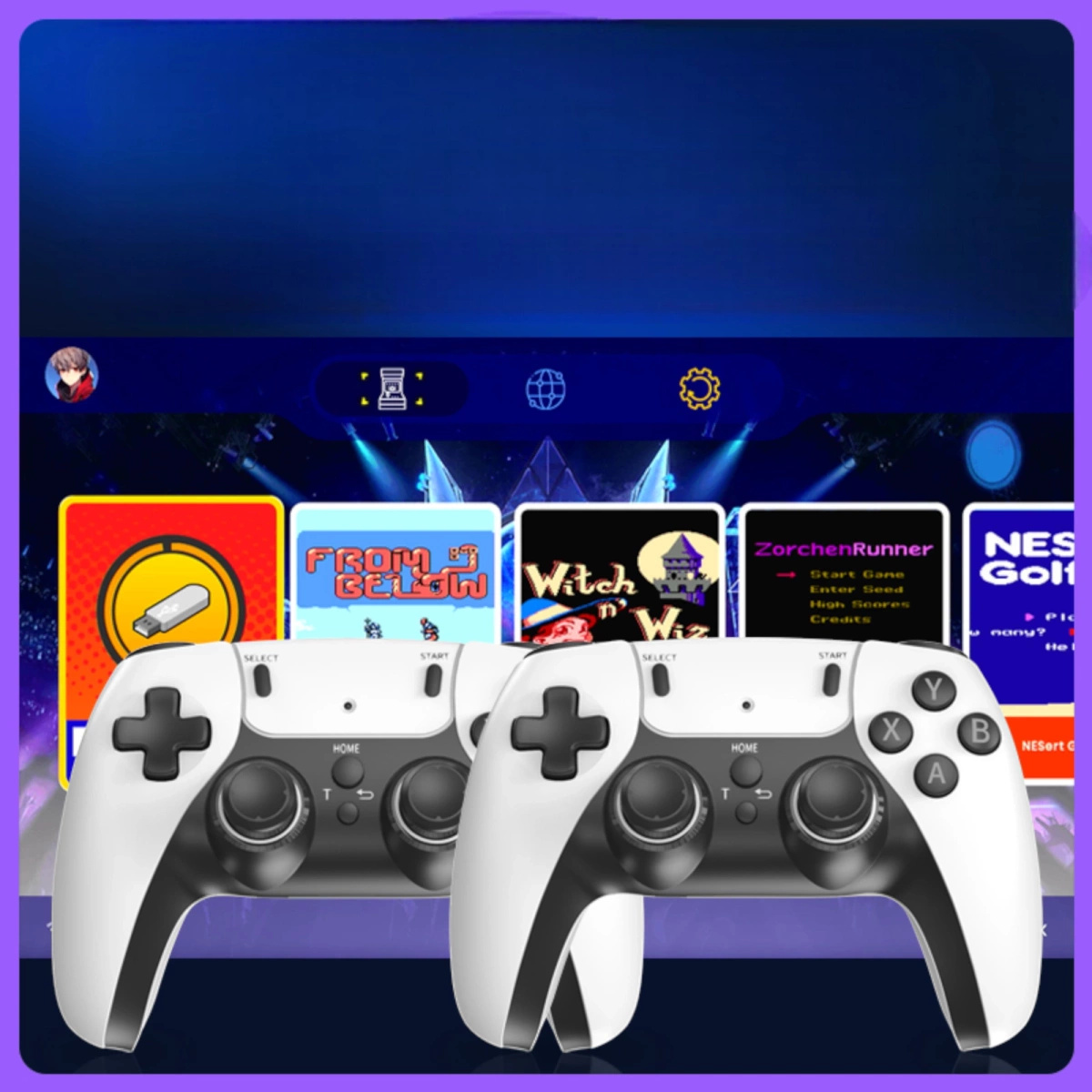 MEGA ZESTAW PROJEKTOR RZUTNIK ANDROID + KONSOLA RETRO 2x PAD 