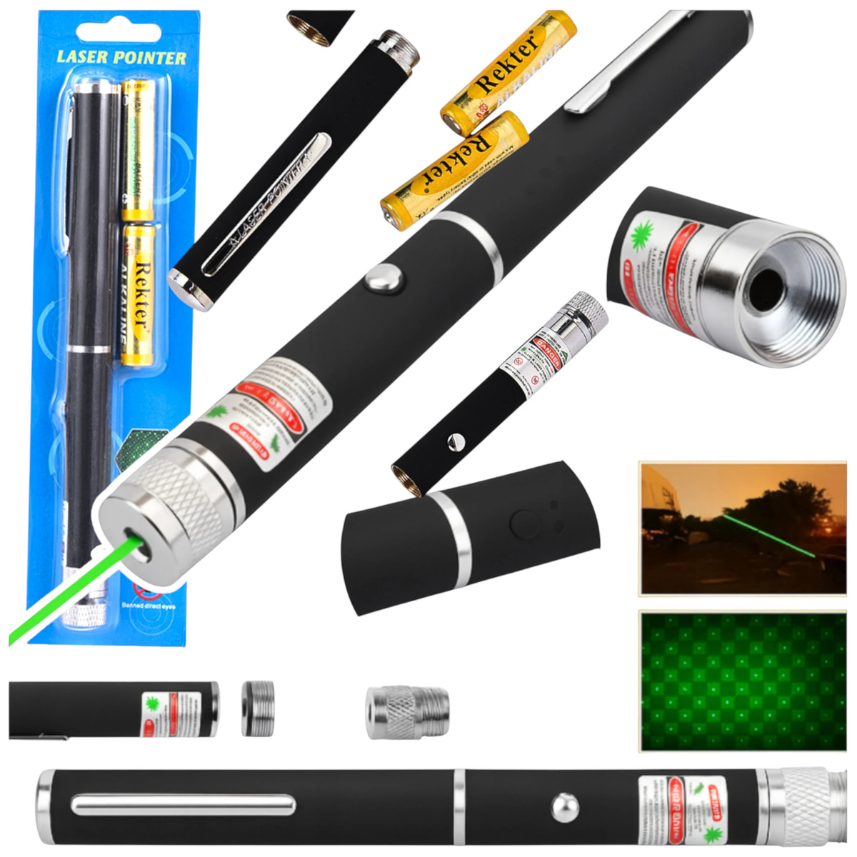 LASEROWY POINTER ZIELONY DLA KOTA I PREZENTACJI WSKAŹNIK ASTRONOMICZNY LED