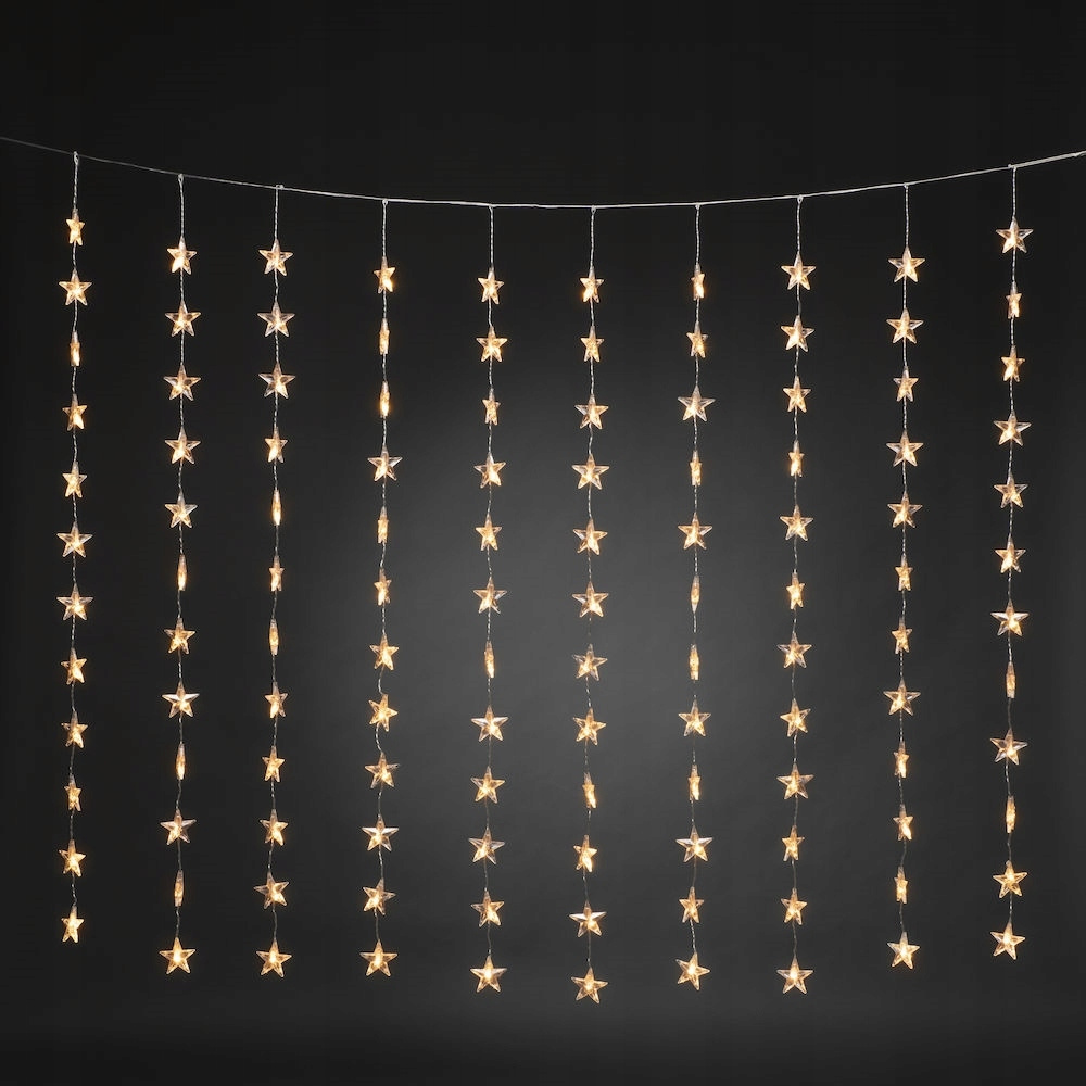 Zasłona 140x120cm z gwiazdami świąteczna LED