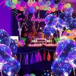 KOLOROWY BALON LED ŚWIECĄCY DUŻY MOCNY ŚWIATEŁKA NA PATYKU DEKORACJA ŚWIECI