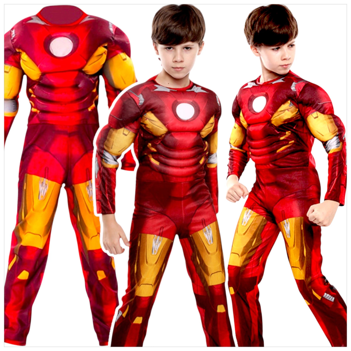 STRÓJ IRONMANA KOSTIUM IRON MAN GRUBY Z MIĘŚNIAMI rozmiar S