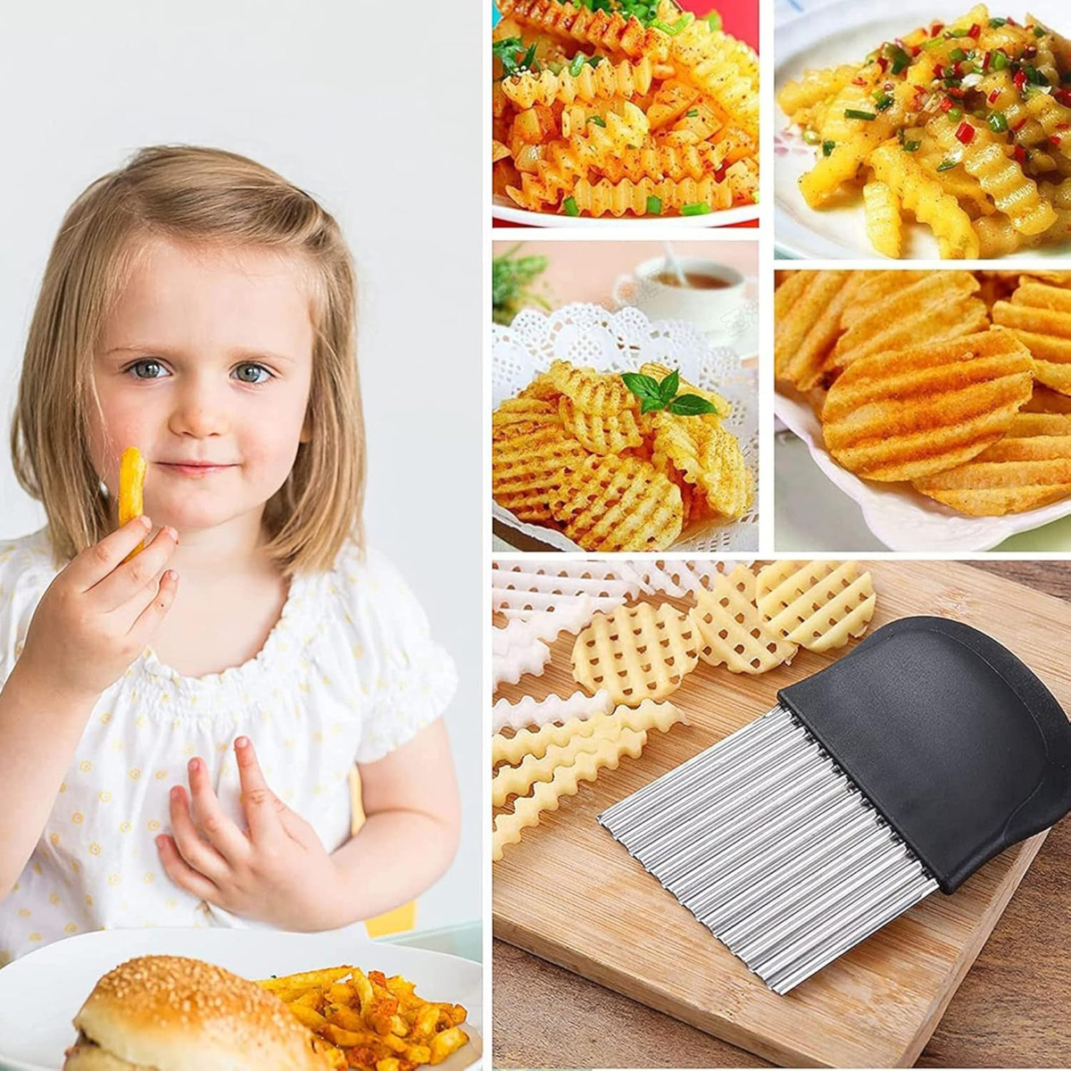 NOŻYK KARBOWANY DO WYKRAJANIA FRYTEK CHIPSÓW KRAJACZ FALOWANY DO WARZYW NÓŻ