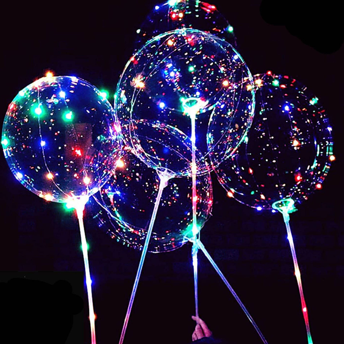 KOLOROWY BALON LED ŚWIECĄCY DUŻY MOCNY ŚWIATEŁKA NA PATYKU DEKORACJA ŚWIECI