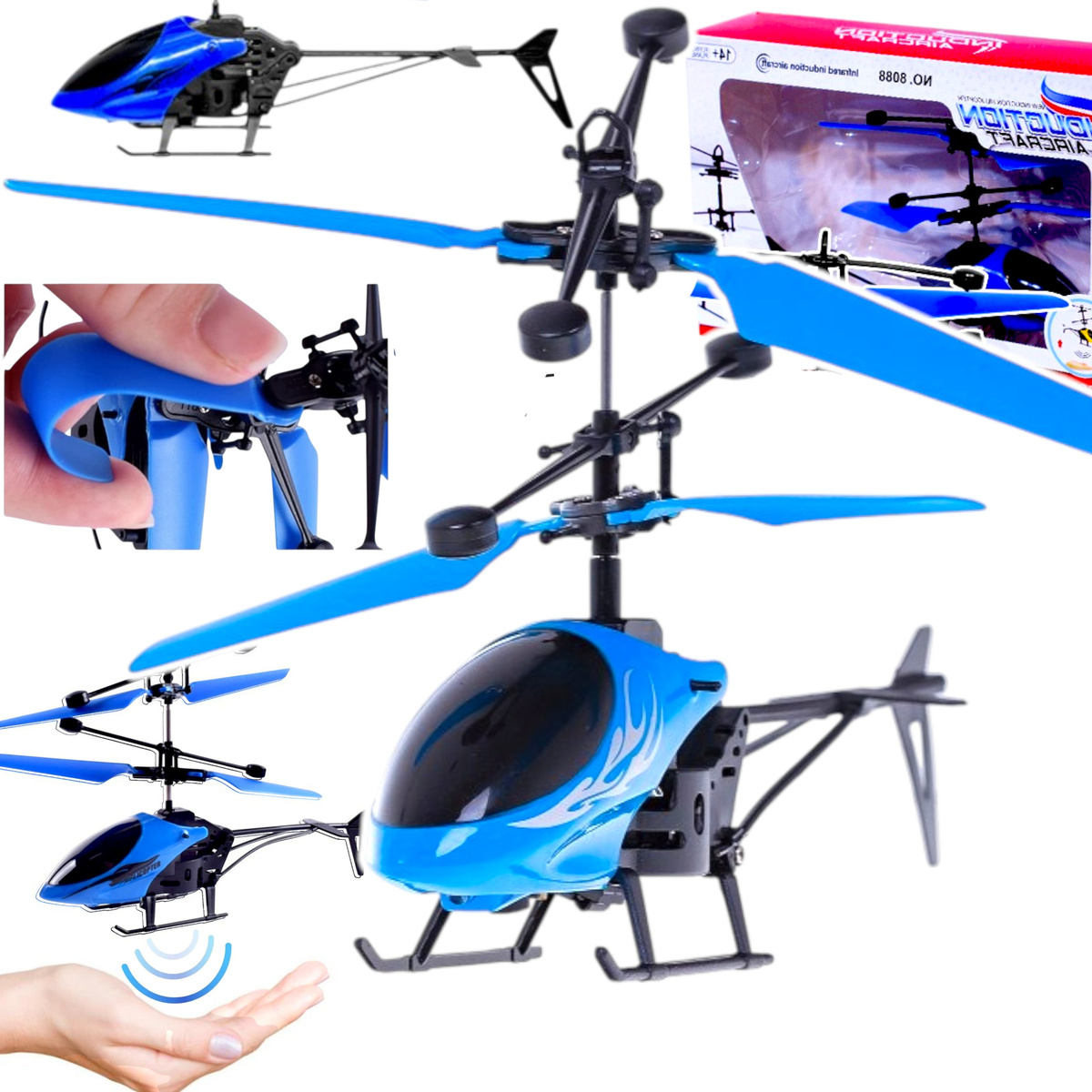 HELIKOPTER STEROWANY DŁONIĄ ZABAWKA LATAJĄCA LATAJĄCY DRON ŚWIECI LED USB