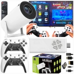 MEGA ZESTAW PROJEKTOR RZUTNIK ANDROID + KONSOLA RETRO 2x PAD 