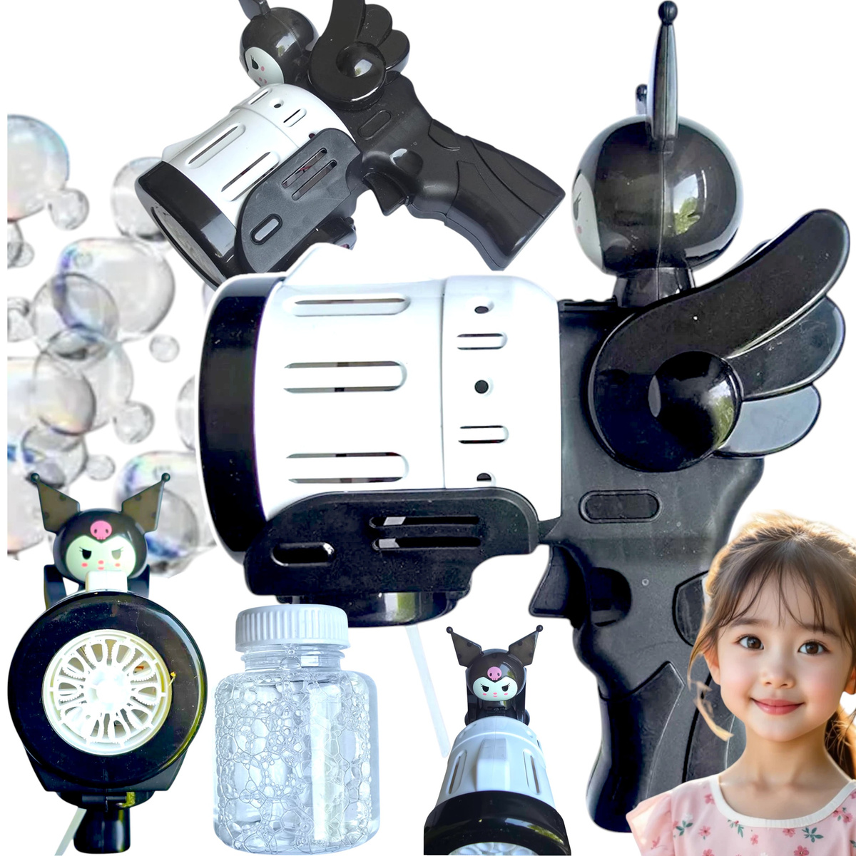 PISTOLET DO BANIEK MYDLANYCH KUROMI AUTOMAT BAŃKI MYDLANE PŁYN WYRZUTNIA