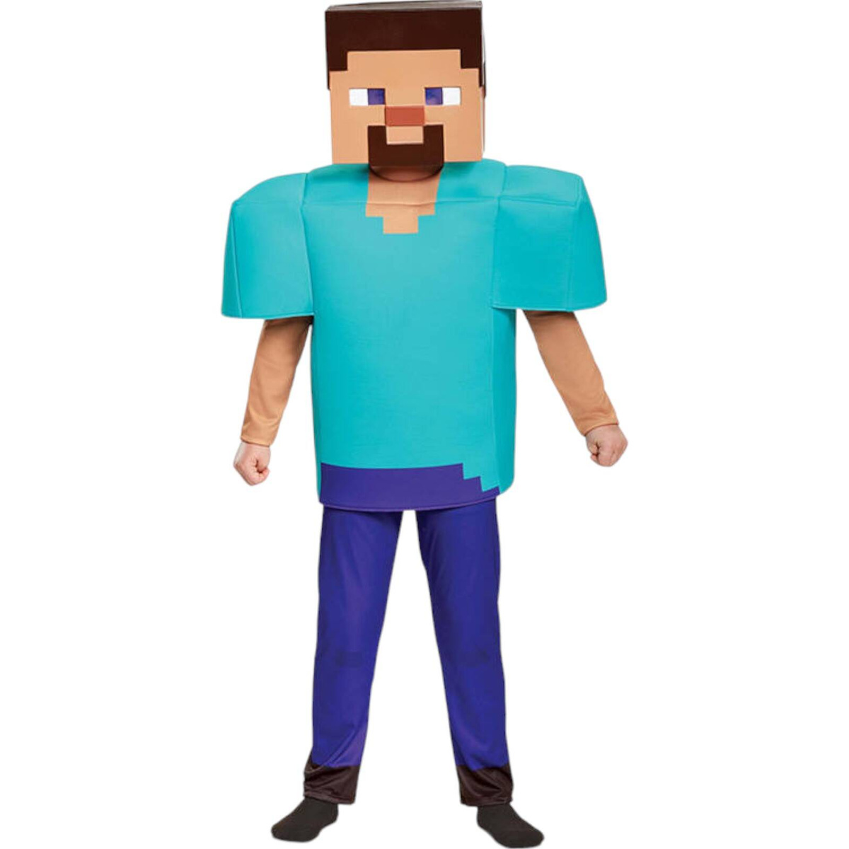 MINECRAFT – STRÓJ DLA DZIECKA STEVE ROZMIAR S (110-120) KOSTIUM NA BAL DLA CHŁOPCA GADŻETY DLA GRACZY