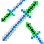 MINECRAFT Miecz ze światłem i z dźwiękiem pixelowy Biało-zielony