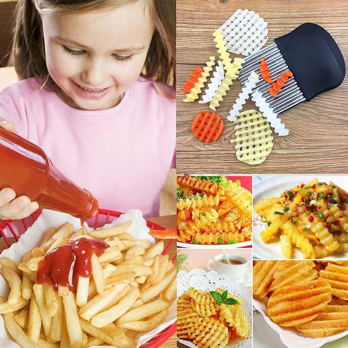 NOŻYK KARBOWANY DO WYKRAJANIA FRYTEK CHIPSÓW KRAJACZ FALOWANY DO WARZYW NÓŻ