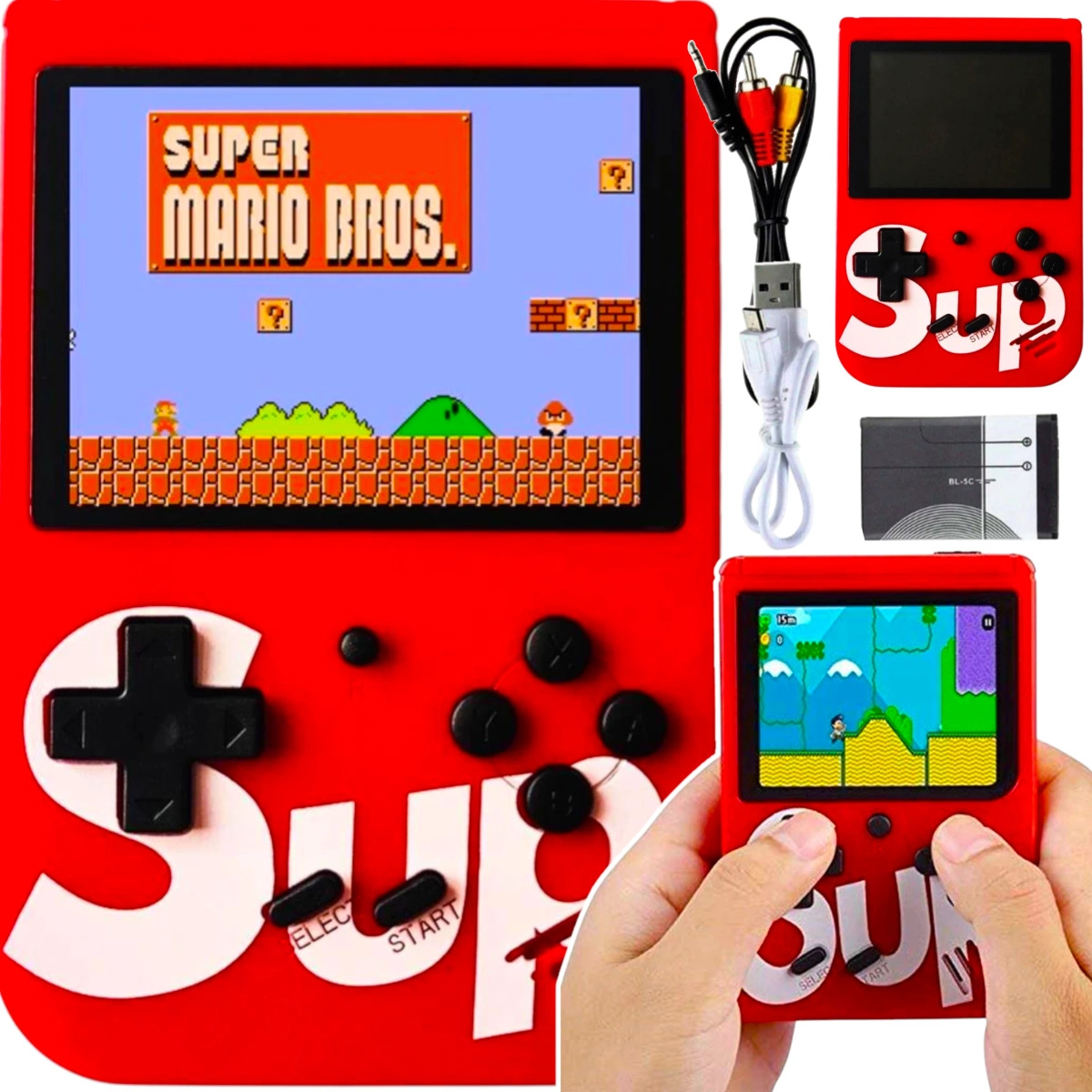 MINI KONSOLA RETRO PRZENOŚNA GRA 400 GIER NA TV KOLOROWE GIERKI GAME BOX