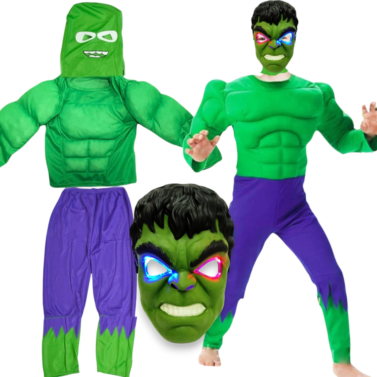 HULK Strój Dla Chłopca Kostium + Maska LED 116-122