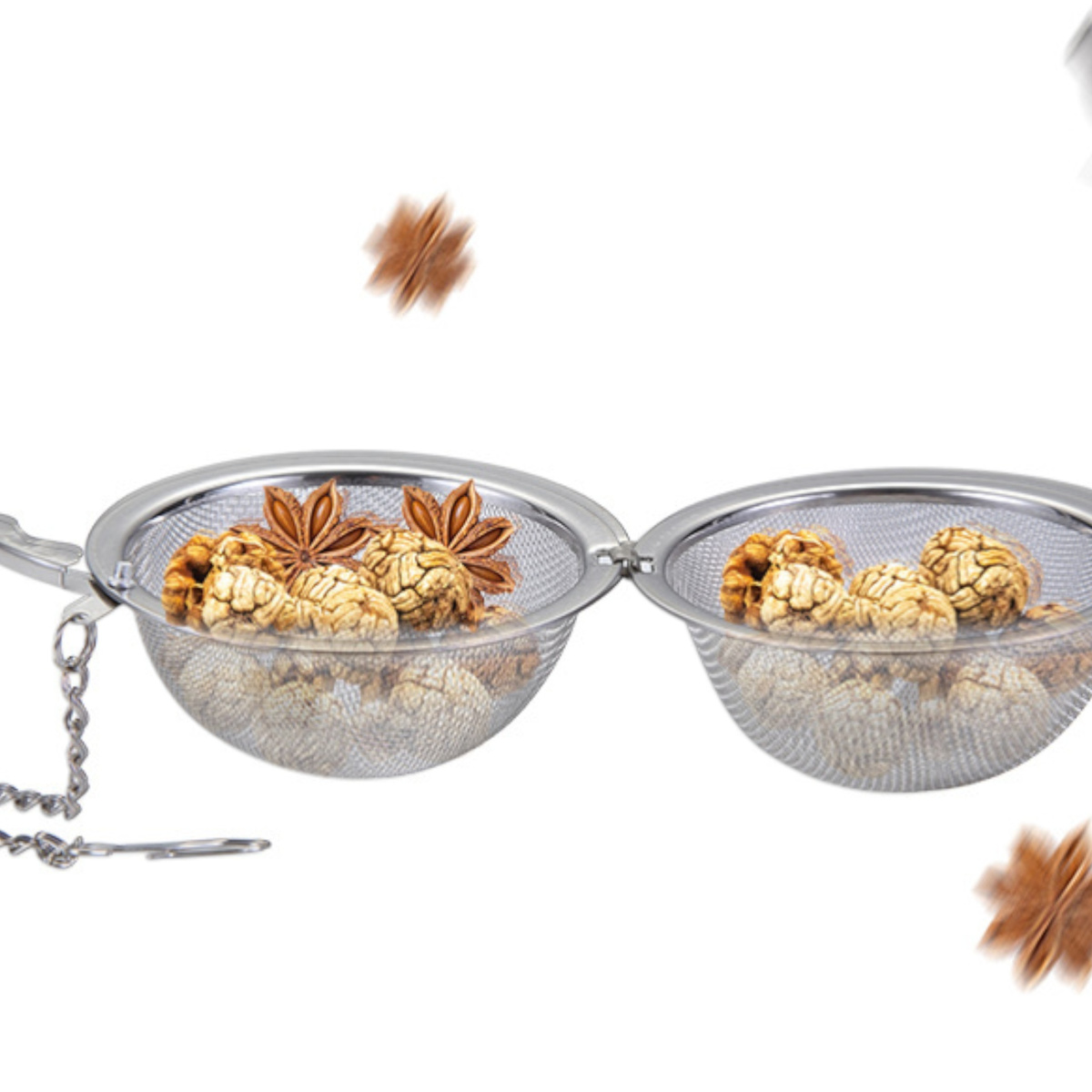 ZAPARZACZ DO HERBATY METALOWY KULKA Z ŁAŃCUSZKIEM UCHWYT DO ZIÓŁ KOSZYCZEK