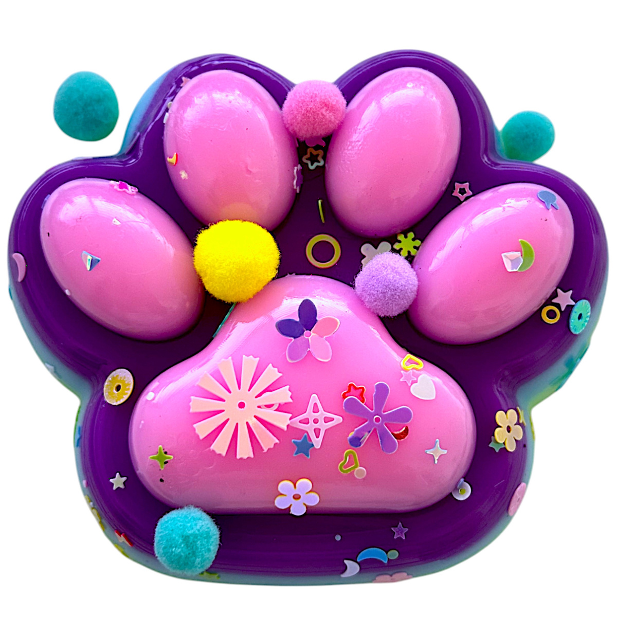 GNIOTEK ANTYSTRESOWY KOCIA ŁAPKA Z POSYPKĄ ZABAWKA SENSORYCZNA ANTYSTRESOWA