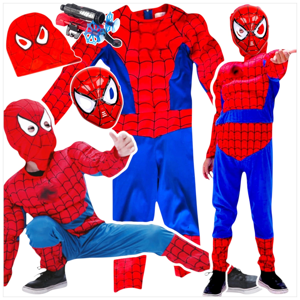 SPIDERMAN - STRÓJ DLA CHŁOPCA GRUBY Z MIĘŚNIAMI + MASKA NA TWARZ