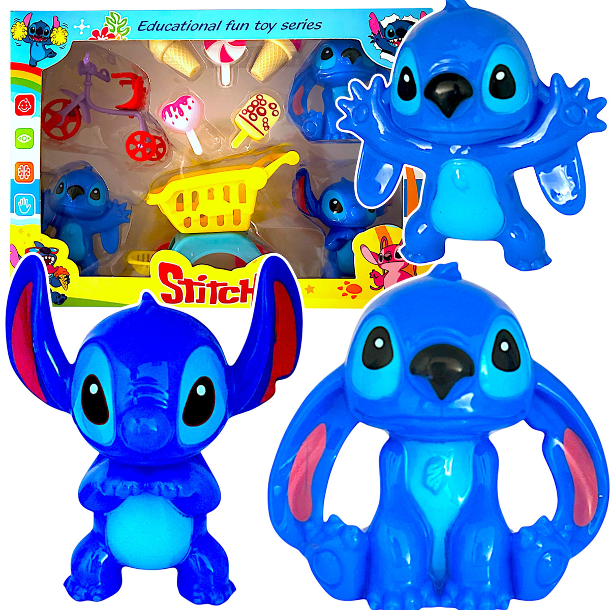 LILO i STICH - ZESTAW FIGUREK DUŻY ZESTAW 10W1 AKCESORIA WÓZEK SKLEPOWY