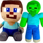MINECRAFT - ZESTAW PLUSZOWYCH MASKOTEK 2w1 JEŻDŻACY STEVE ZOMBIE
