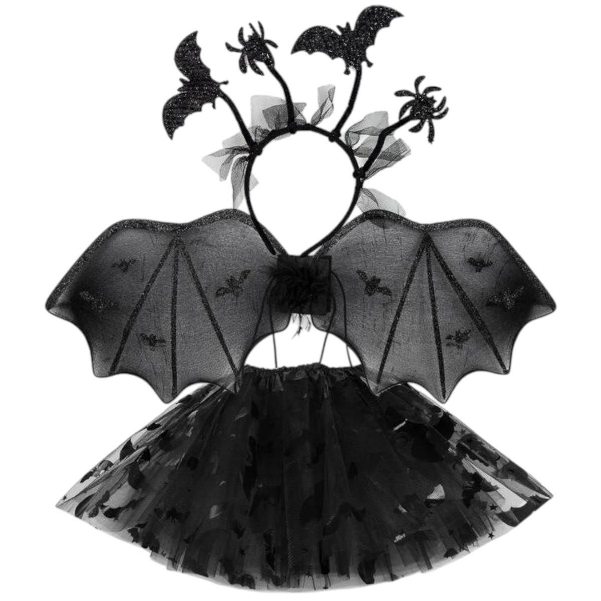 STRÓJ DLA DZIEWCZYNKI NA HALLOWEEN PAJĘCZARKA 3w1 NIETOPERZ