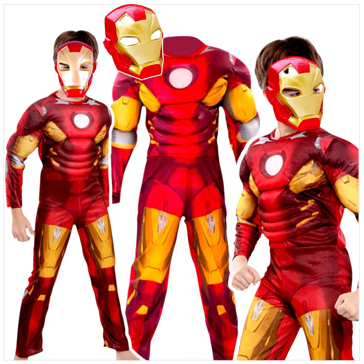 STRÓJ IRONMANA KOSTIUM IRON MAN GRUBY Z MIĘŚNIAMI rozmiar S