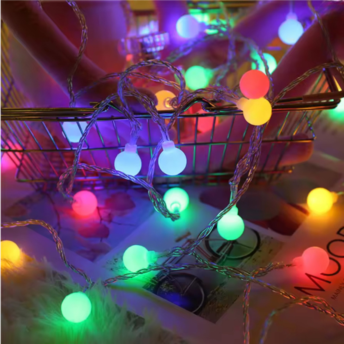 LAMPKI ŚWIĄTECZNE KULECZKI DEKORACJA ŁAŃCUCH LED 20 KOLOROWYCH KULEK