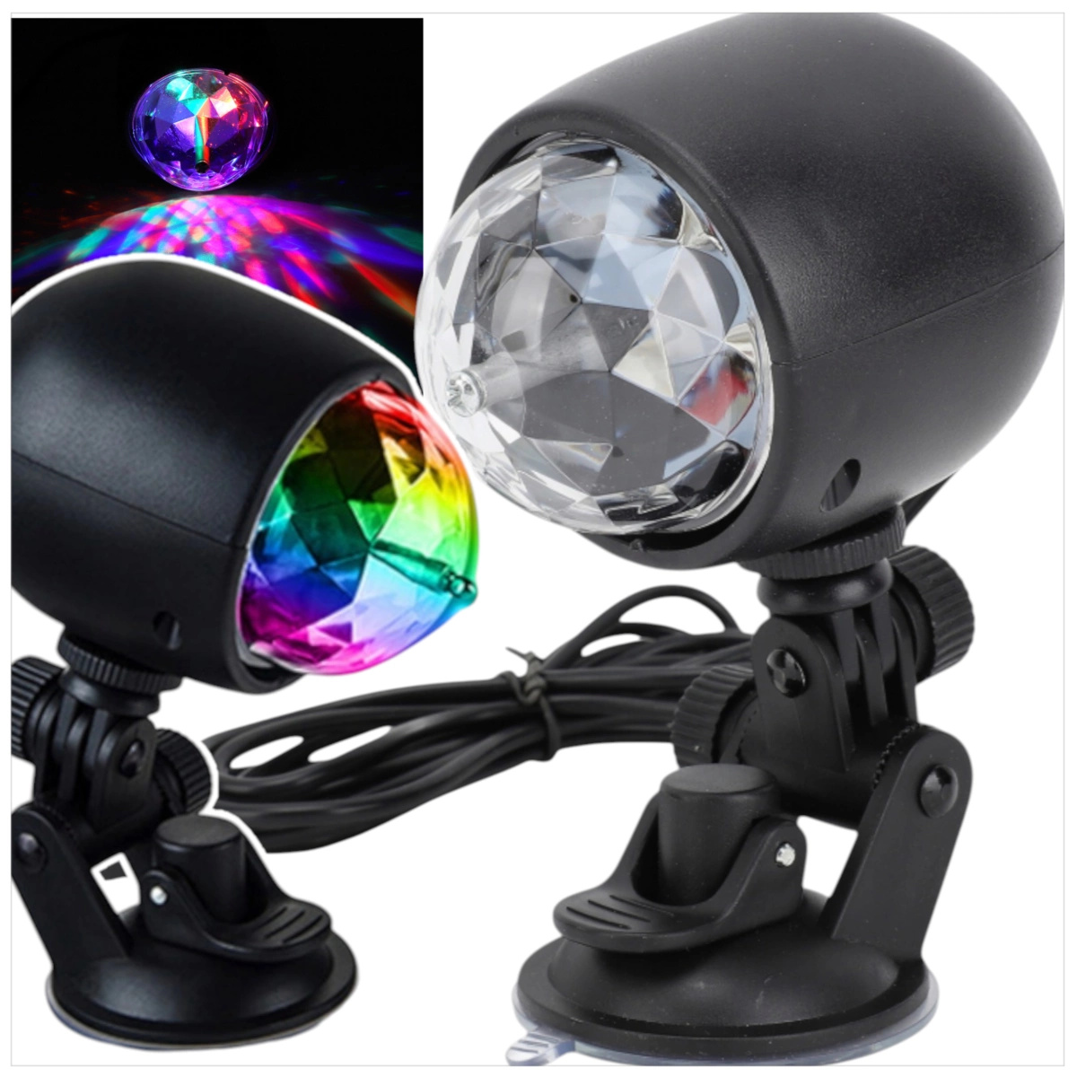 MINI KULA DYSKOTEKOWA LAMPA OBROTOWA KOLOROWA NA IMPREZĘ REFLEKTOR LED RGB
