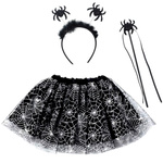 STRÓJ NA HALLOWEEN DLA DZIEWCZYNKI PAJĘCZYCA PAJĘCZARKA SPÓDNICZKA SKRZYDŁA