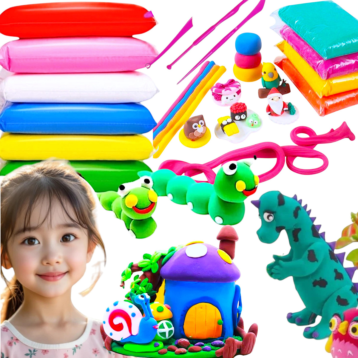 SUPER CLAY PLASTELINA PIANKOLINA GLINA MEGA DUŻA SENSORYCZNA +AKC 6 KOLORÓW