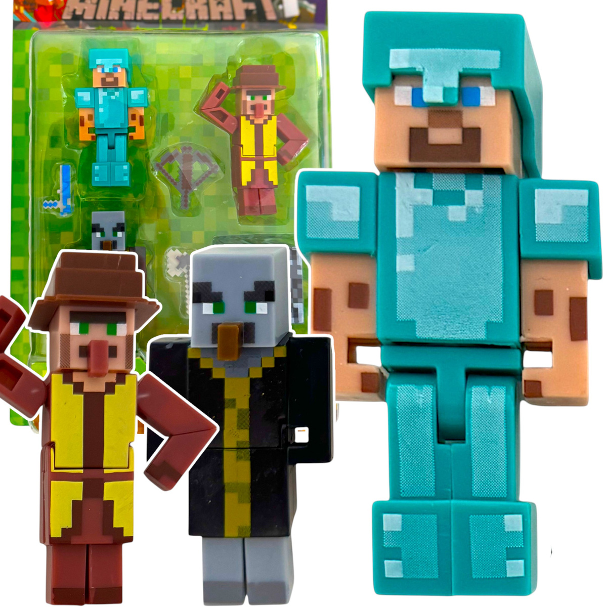 MINECRAFT ZESTAW FIGUREK 6w1 FIGURKI Z GRY DIAMENTOWY STEVE DUŻY ZESTAW 6w1