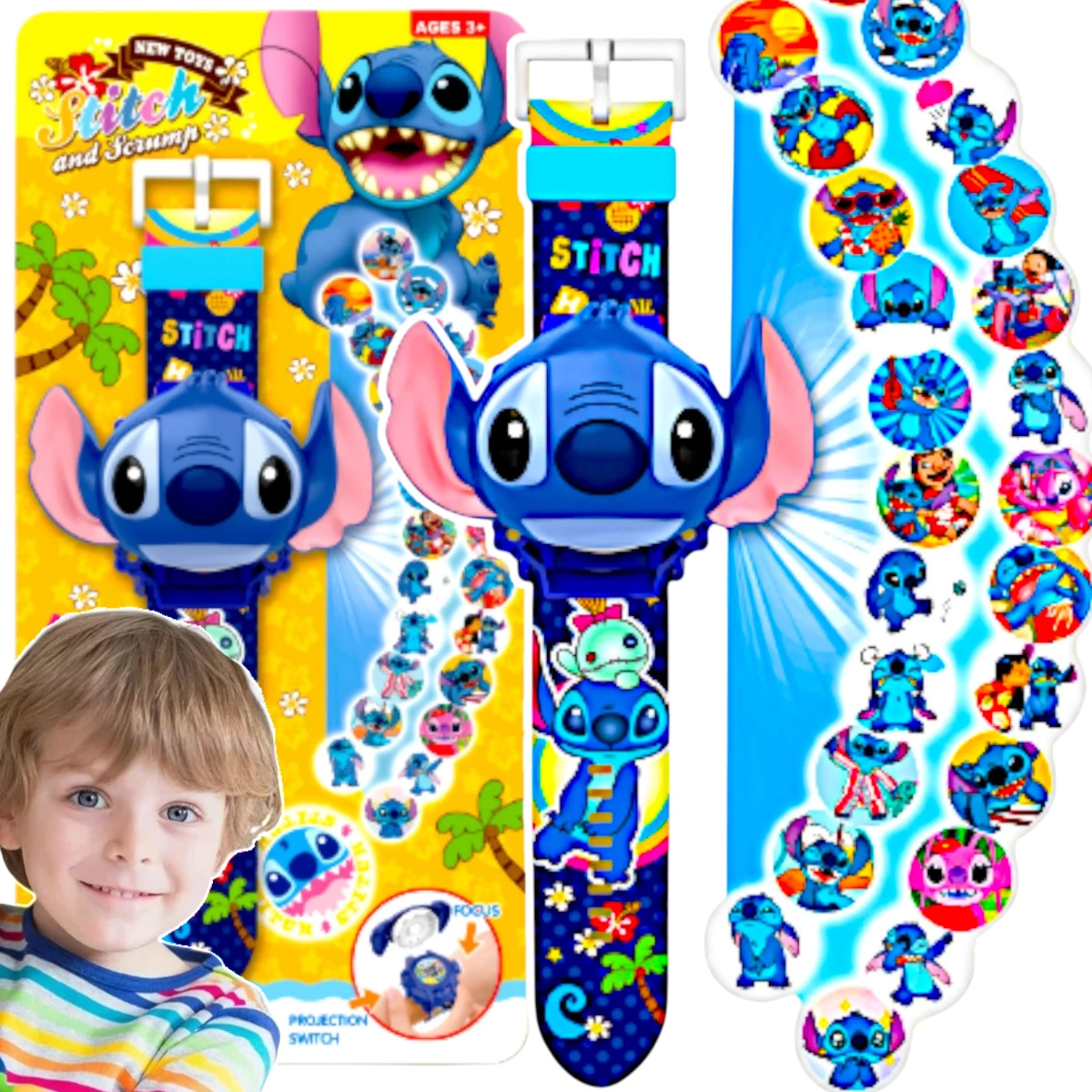 LILO I STICH ZEGAREK Z PROJEKTORM 3D WYŚWIETLA OBRAZKI IKONY PROJEKTOR