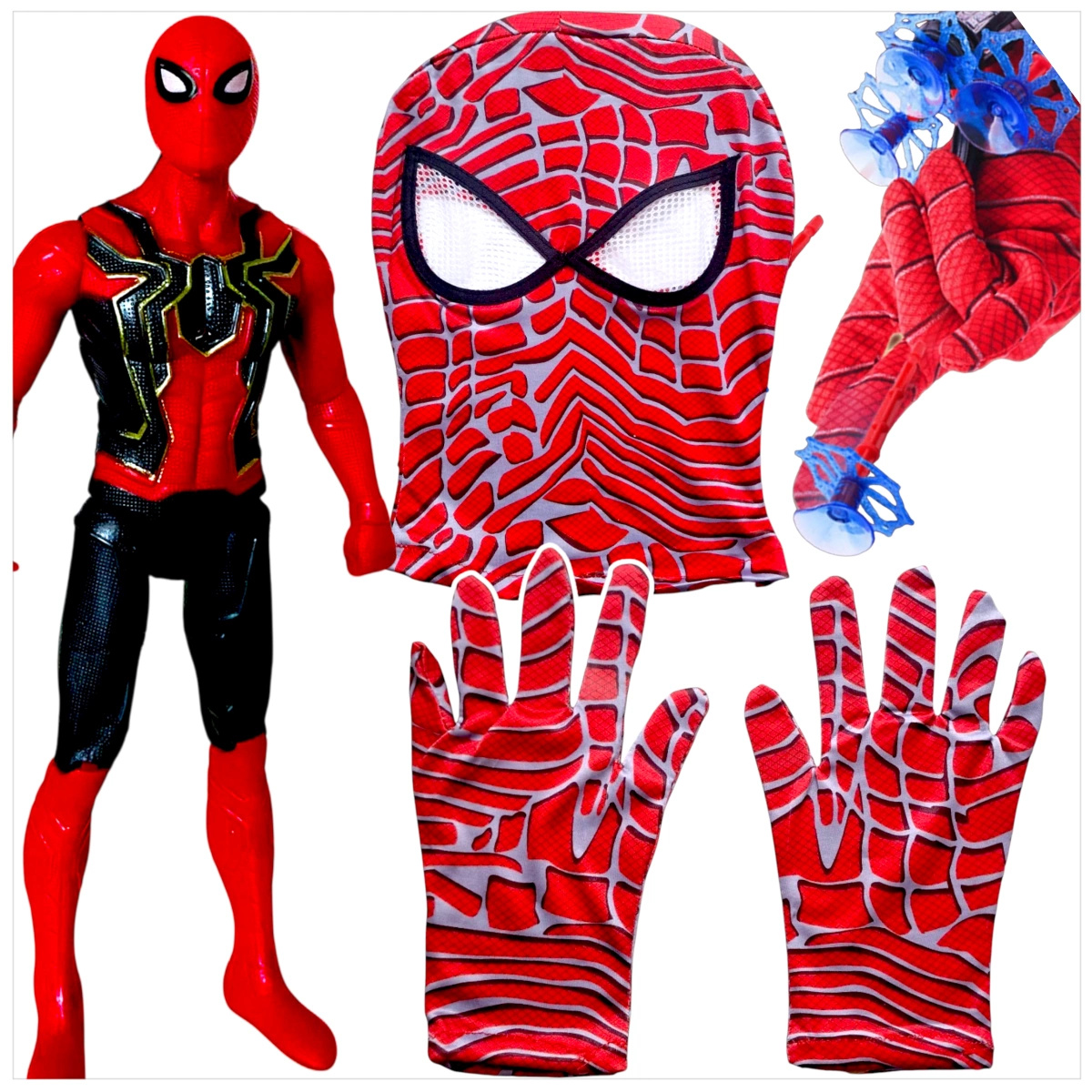 SPIDERMAN MEGA ZESTAW 5w1 FIGURKA 2x RĘKAWICA WYRZUTNIA SIECI MASKA KOSTIUM