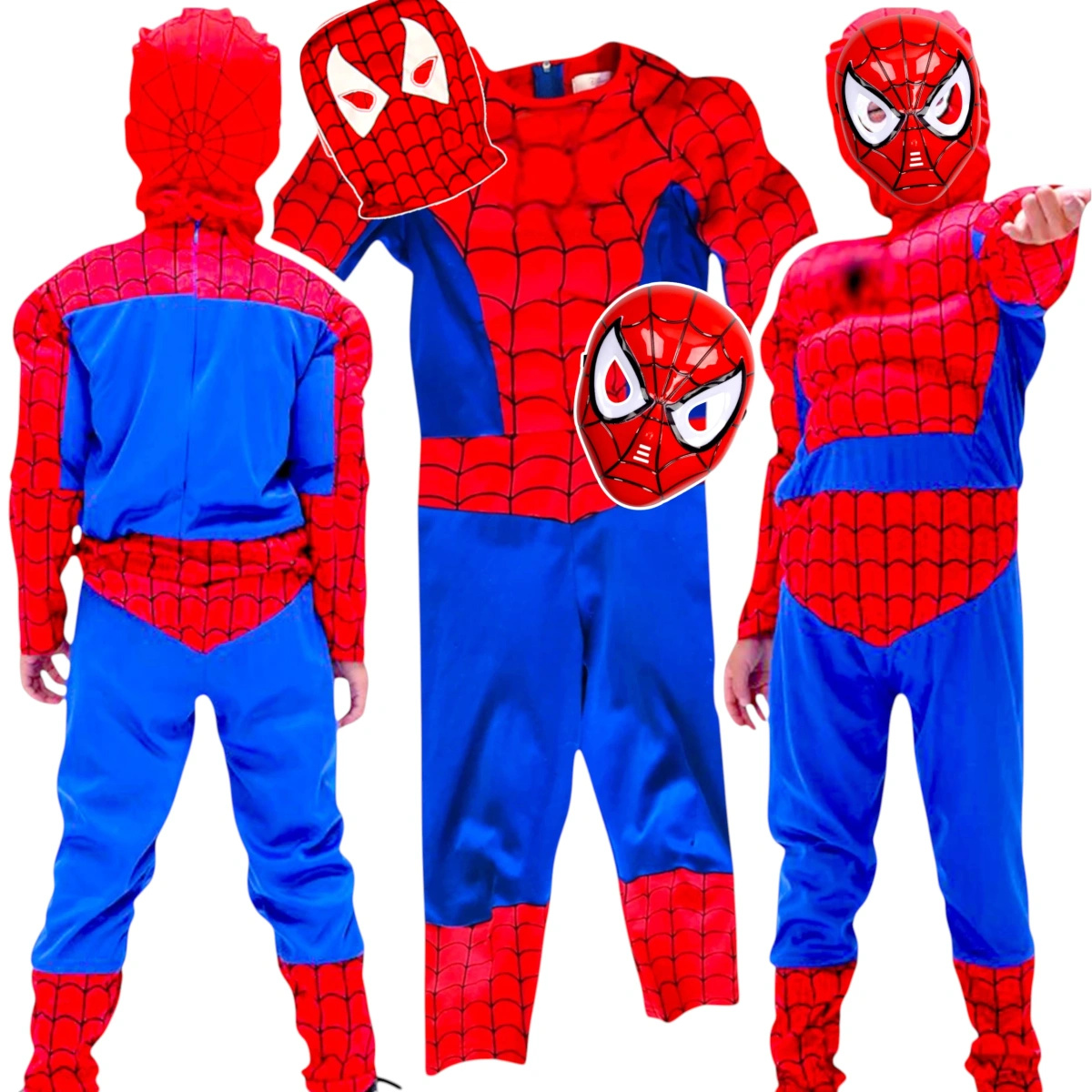 SPIDERMAN - STRÓJ DLA CHŁOPCA GRUBY Z MIĘŚNIAMI + MASKA NA TWARZ