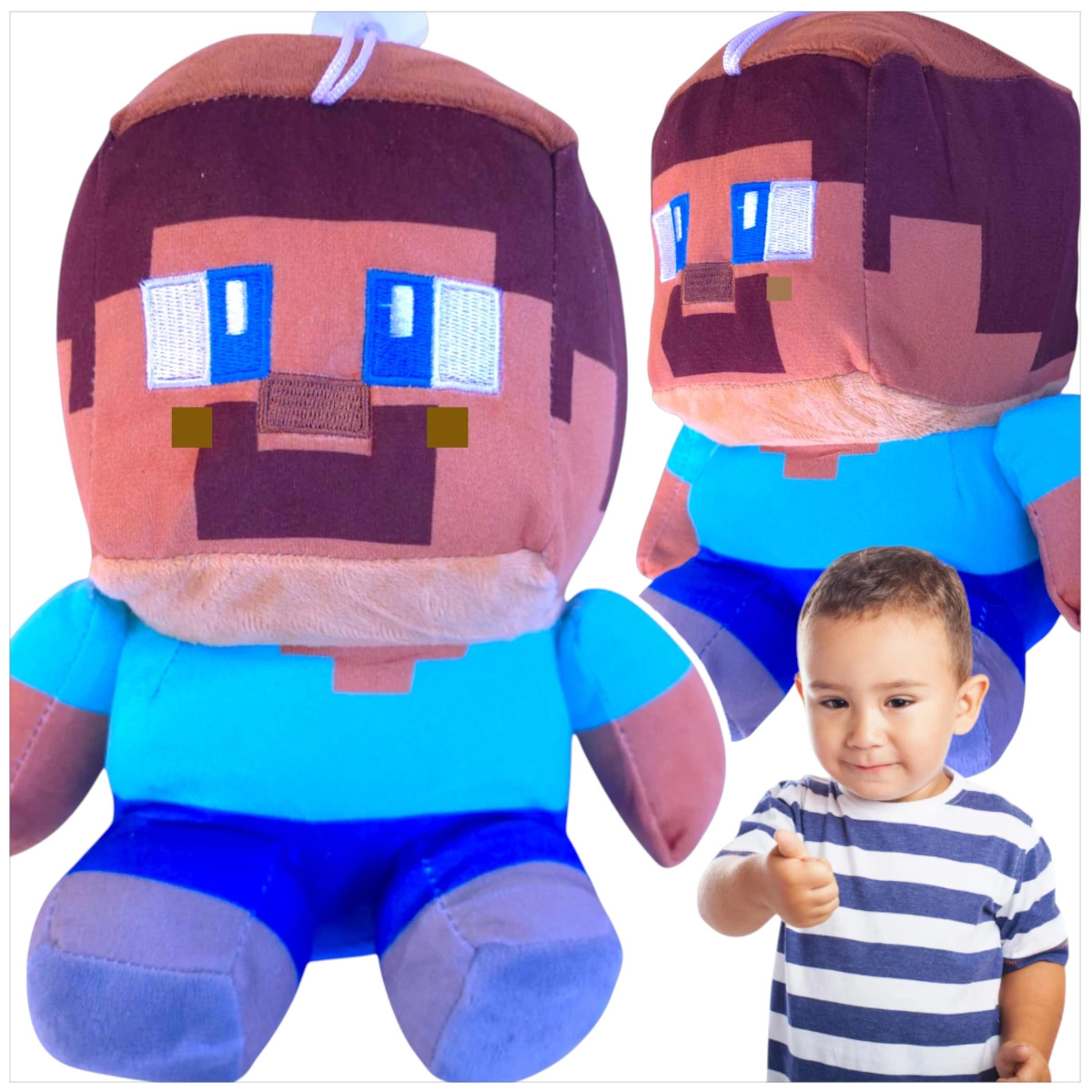 DUŻA PLUSZOWA MASKOTKA MINECRAFT STEVE PLUSZAK POSTAĆ Z GRY PRZYTULANKA