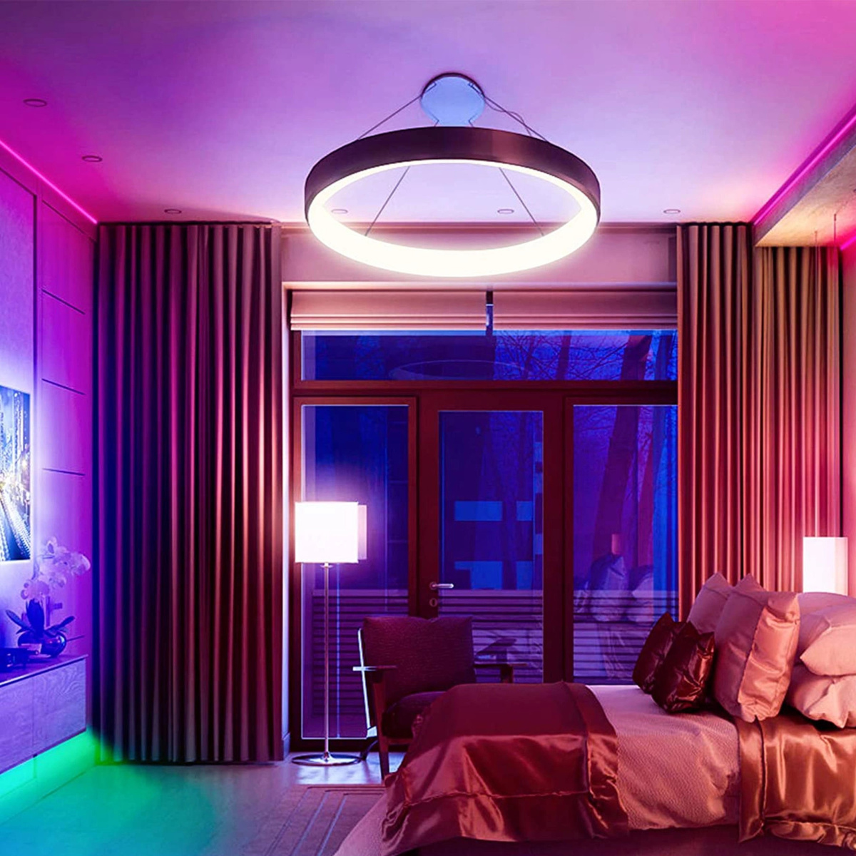 TAŚMA LED KOLOROWA WODOODPORNA 5M OŚWIETLENIE RGB KOLOROWA +  PILOT