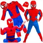 SPIDERMAN - STRÓJ DLA CHŁOPCA GRUBY Z MIĘŚNIAMI + MASKA NA TWARZ