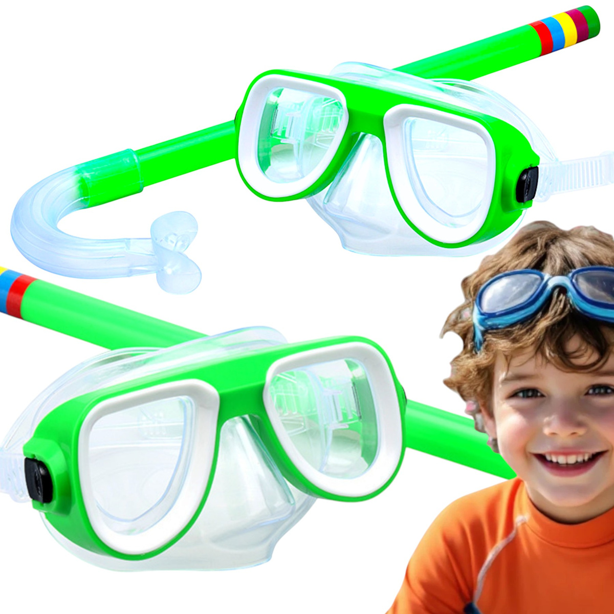 ZESTAW DO NURKOWANIA OKULARY PŁYWACKIE Z RURKĄ GOGLE DO WODY ŁATWE ZAPIĘCIE