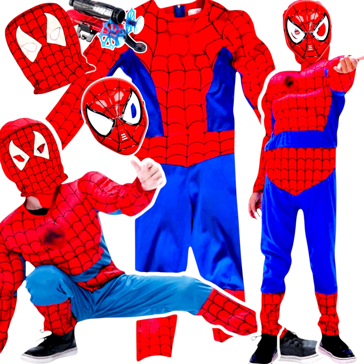 SPIDERMAN - STRÓJ DLA CHŁOPCA GRUBY Z MIĘŚNIAMI + MASKA NA TWARZ