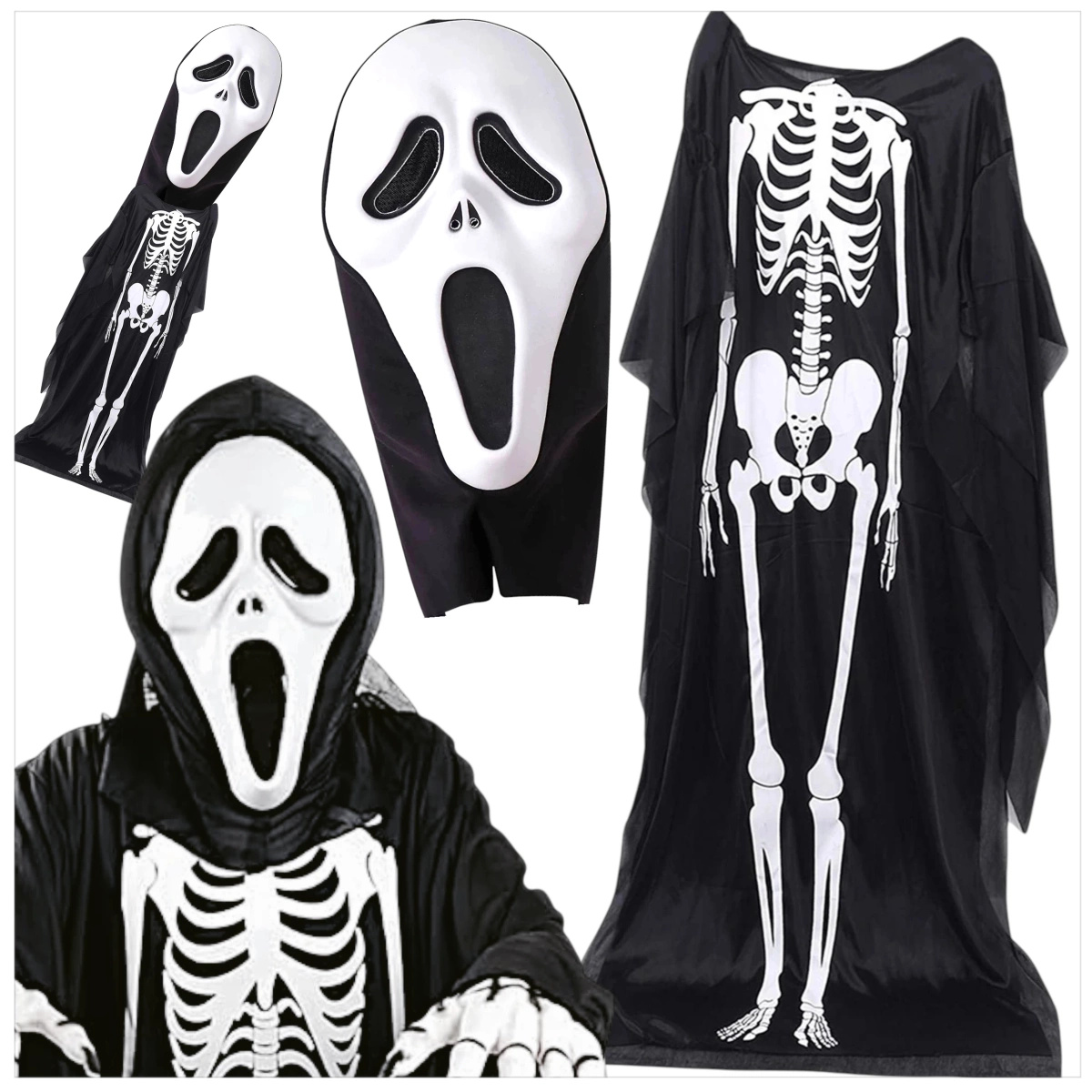 STRÓJ NA HALLOWEEN - KOŚCIOTRUP SZKIELET SZKIELETOR + MASKA KRZYK DUCH