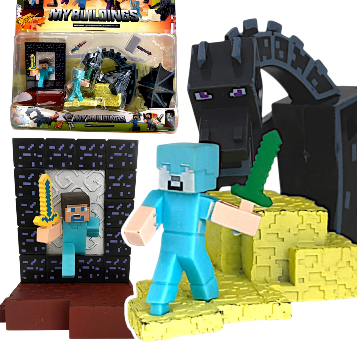FIGURKA Z GRY MINECRAFT ZESTAW STEVE SMOK ZESTAW FIGUREK DO ZABAWY 4w1 XXL