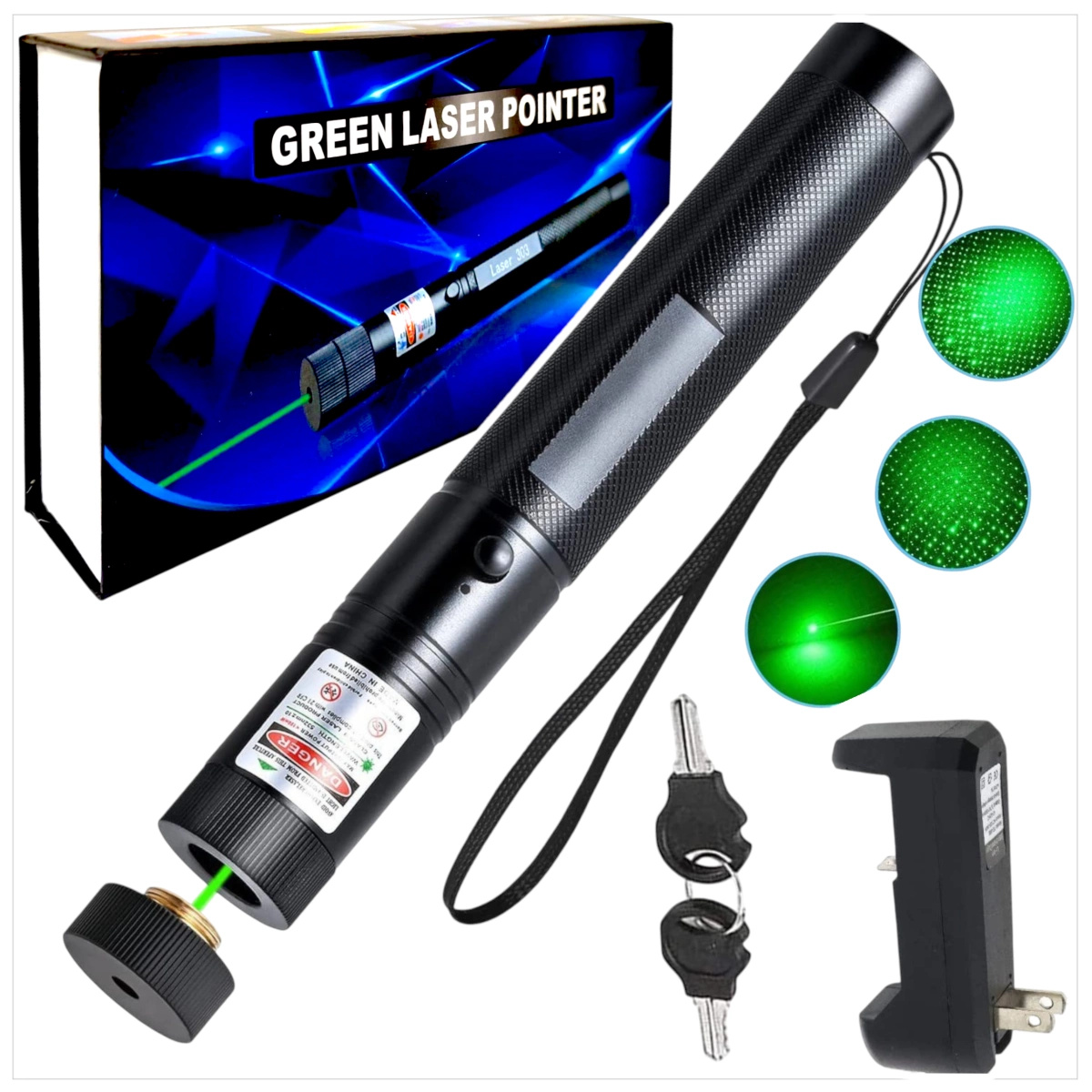 WSKAŹNIK LASEROWY POINTER LASER ZIELONY USB MOCNY DUŻY ZASIĘG AKUMULATOR