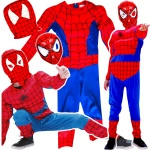 SPIDERMAN - STRÓJ DLA CHŁOPCA GRUBY Z MIĘŚNIAMI + MASKA NA TWARZ