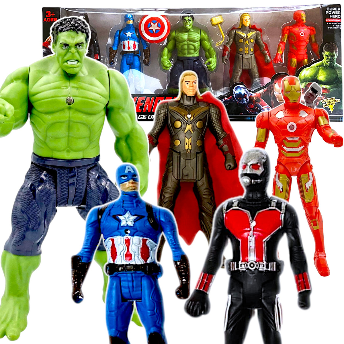 DUŻE FIGURKI AVENGERS HULK THOR AMERYKA IRON 5 SZT FIGURKA DO ZABAWY